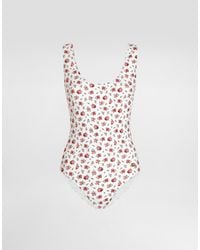 Dolce & Gabbana - Small Rose-Print One-Piece Swimsuit - Lyst
