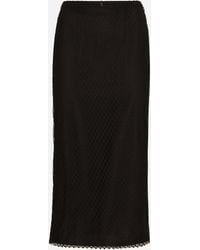 Dolce & Gabbana - Cotton Mesh Pencil Midi Skirt - Lyst