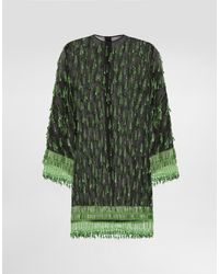 Dolce & Gabbana - Short Flared Organza Dress With Embroidery - Lyst