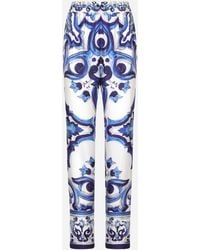Dolce & Gabbana - Silk Twill Pants With Majolica Print - Lyst