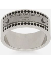 Dolce & Gabbana - Rhinestone-detailed Tag Ring - Lyst