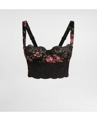 Dolce & Gabbana - Small Rose Bouquets-Print Satin And Lace Balconette - Lyst
