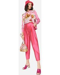 Dolce & Gabbana Arancini-print Silk And Twill Cardigan - Pink