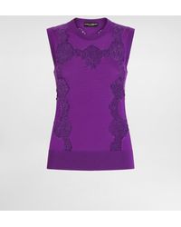 Dolce & Gabbana - Wool And Lace Tank Top - Lyst
