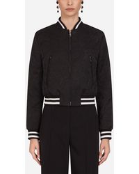 Dolce & Gabbana Chaqueta Bomber En Jacquard De Flores - Negro