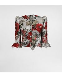 Dolce & Gabbana - Single-Breasted Floral Jacket With Ruffles - Lyst