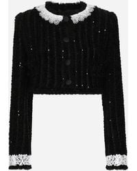 Dolce & Gabbana - ブレザー ショートレングス ツイード マイクロスパンコールエンブロイダリー - Lyst
