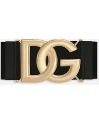 Dolce & Gabbana Ceinture bande élastique avec boucle à logo DG croisé - Noir
