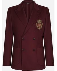 Dolce & Gabbana - Double-Breasted Wool And Cashmere Jacket With Dg Patch - Lyst
