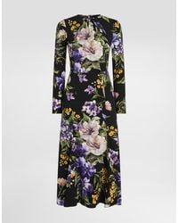 Dolce & Gabbana - Charmeuse Dress With Floral Print - Lyst