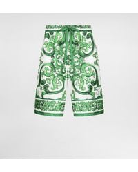 Dolce & Gabbana - Majolica- Silk Jogging Shorts - Lyst