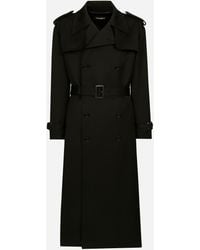 Dolce & Gabbana - Double-Breasted Wool Trench Coat - Lyst