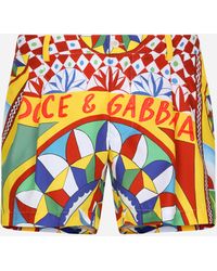 Dolce & Gabbana - Short Swim Trunks With Carretto Print - Lyst