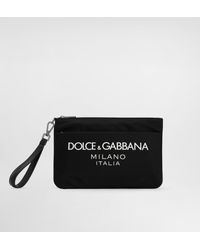 Dolce & Gabbana - Pouch Bag Aus Nylon Mit Gummiertem Logo - Lyst