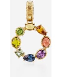 Dolce & Gabbana - Lettering O Charm 18-Carat And Multicolored Gems - Lyst