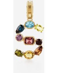 Dolce & Gabbana - Charm S Lettering 18Kt And Multicolored Gems - Lyst