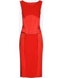 Dolce & Gabbana - Corset-detail Midi Dress - Lyst