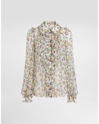 Dolce & Gabbana - Small Floral-Print Chiffon Shirt - Lyst