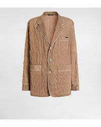 Dolce & Gabbana - Crinkled Striped Fabric Shirt-Style Vanity Robe - Lyst