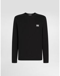 Dolce & Gabbana - Camiseta De Manga Larga Con Placa Con Logotipo - Lyst