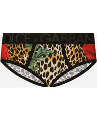 Dolce & Gabbana Slip Brando bi-elastischer Jersey Mohnblumen- und Ozelot-Print - Mehrfarbig