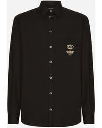 Dolce & Gabbana - Camicia Martini Cotone Con Ricamo - Lyst