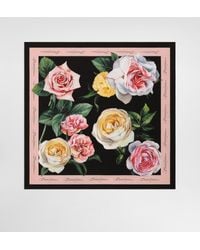 Dolce & Gabbana - Rose And Peony- Silk Twill Foulard (90X90) - Lyst