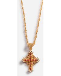 Dolce & Gabbana Collier avec croix et strass - Rouge