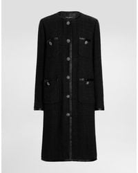 Dolce & Gabbana - Single-Breasted Raschel Tweed Coat - Lyst