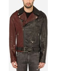 Mens Clothing Jackets Leather jackets Dolce & Gabbana Leather Studded Biker Jacket in Black for Men 