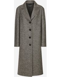 Dolce & Gabbana - Single-Breasted Wool Herringbone Coat - Lyst