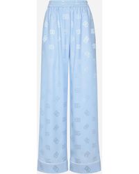 Dolce & Gabbana - Pantalon De Pyjama En Satin De Soie Jacquard Avec Logo Dg All-Over - Lyst