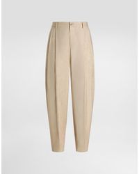 Dolce & Gabbana - Hemp And Silk Trousers With Tweed Effect - Lyst