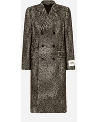 Dolce & Gabbana - Double-breasted Wool Houndstooth Coat - Lyst