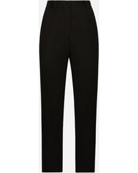 Dolce & Gabbana - Pantalon Cigarette Taille Haute En Gabardine De Laine - Lyst