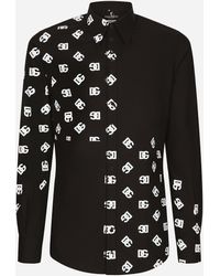 Dolce & Gabbana Camisa Martini de algodón con estampado del logotipo DG - Negro