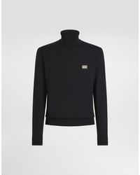 Dolce & Gabbana - Wool Turtle-Neck Sweater With Branded Tag - Lyst