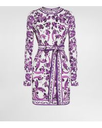 Dolce & Gabbana - Majolica-Print Charmeuse Dress - Lyst