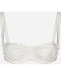 Dolce & Gabbana - Semi-Padded Satin Balconette Bra With Lace - Lyst