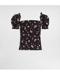Dolce & Gabbana - Small Floral-Print Charmeuse Top - Lyst