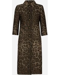Dolce & Gabbana - Single-Breasted Wool Jacquard Coat With Leopard Design - Lyst