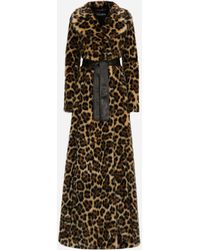 Dolce & Gabbana - Abrigo Largo De Pelo Sintético Con Estampado De Leopardo - Lyst