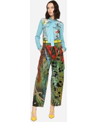 Dolce & Gabbana Segeltuch Cargohose aus Panamagewebe Graffiti-Print in Grün Damen Bekleidung Hosen und Chinos Cargohosen 