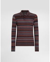 Dolce & Gabbana - Striped Wool Polo Shirt - Lyst