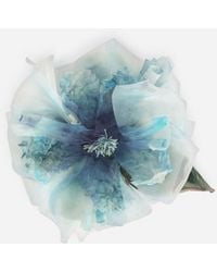 Dolce & Gabbana Broche avec fleur en soie - Bleu