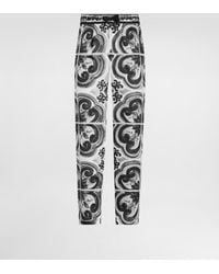 Dolce & Gabbana - Majolica-Print Linen Trousers - Lyst