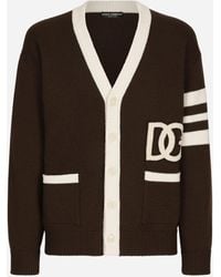 Dolce & Gabbana - カーディガン ウール イングリッシュリブ Dgロゴパッチ - Lyst
