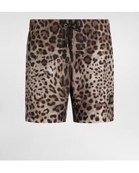 Dolce & Gabbana - Mid-Length Swim Trunks With Leopard Print - Lyst