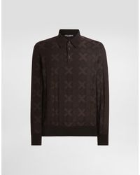 Dolce & Gabbana - Wool And Silk Polo Shirt With Microdot Print - Lyst
