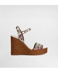 Dolce & Gabbana - Nappa Leather Wedge Sandals With Embroidery - Lyst